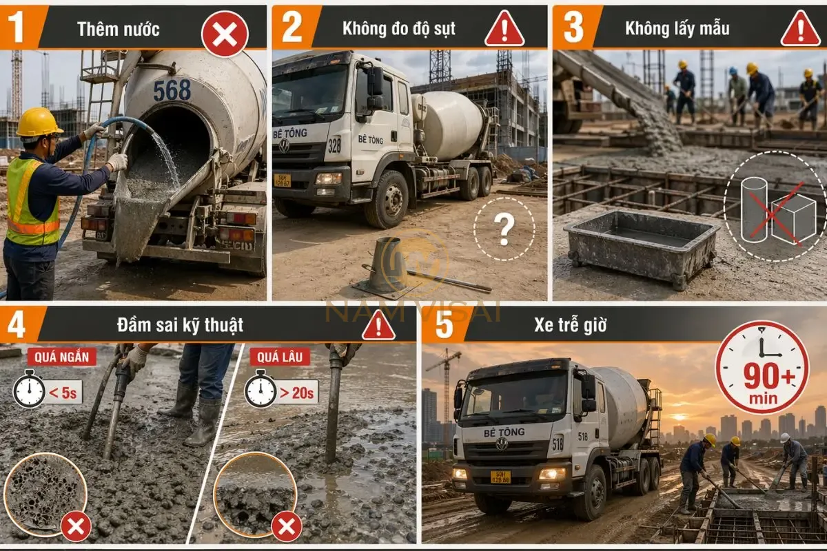 Những lỗi phổ biến khiến bê tông tươi không đạt chất lượng