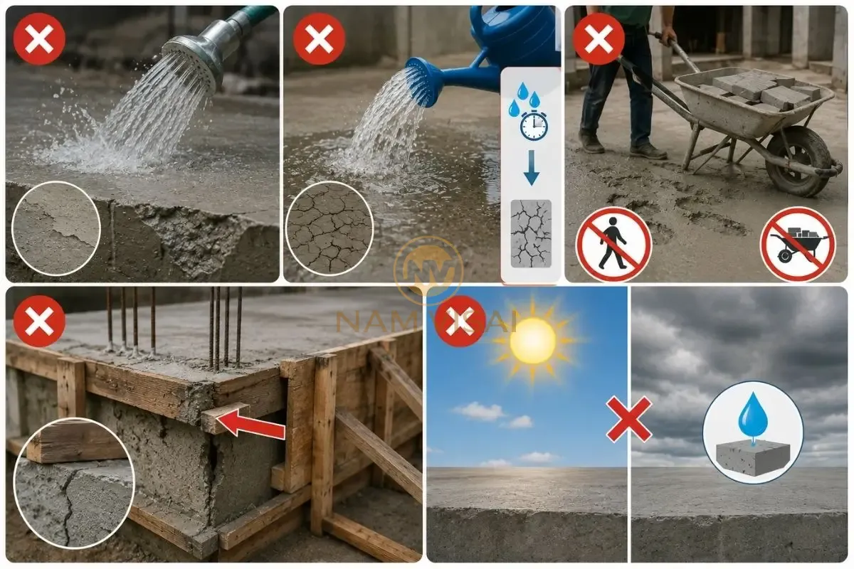 Những điều không làm trong quá trình bảo dưỡng bê tông
