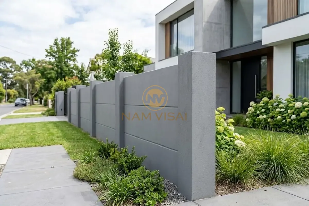 Mẫu hàng rào bê tông phẳng tối giản