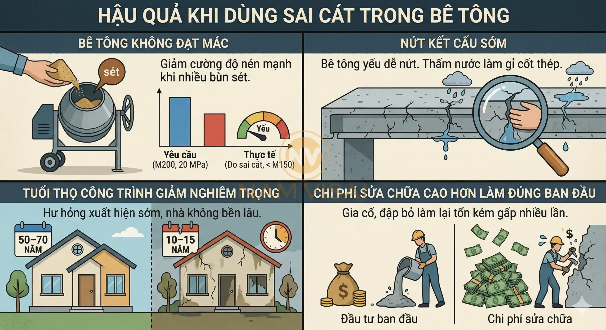Hậu Quả Khi Dùng Sai Cát Trong Bê Tông