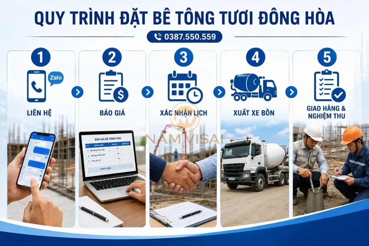 Quy Trình Đặt Bê Tông Tươi Đông Hòa Tại Namvisai 