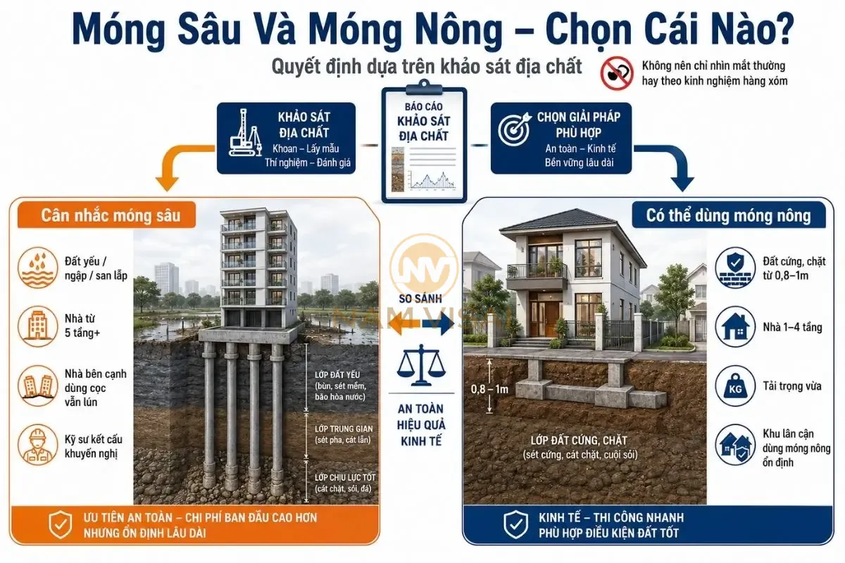 Móng sâu và móng nông nên chọn cái nào? 