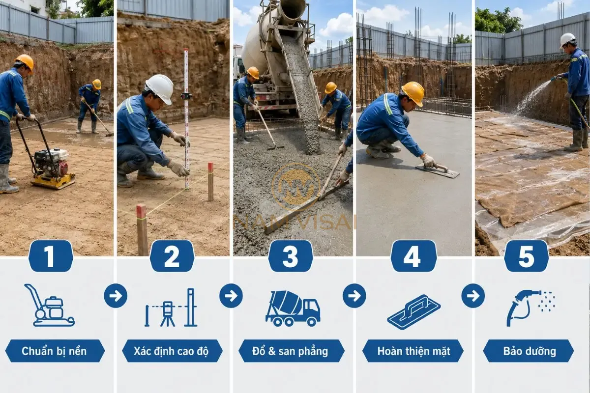 Quy Trình Đổ Bê Tông Mác 100 Lót Móng Đúng Kỹ Thuật