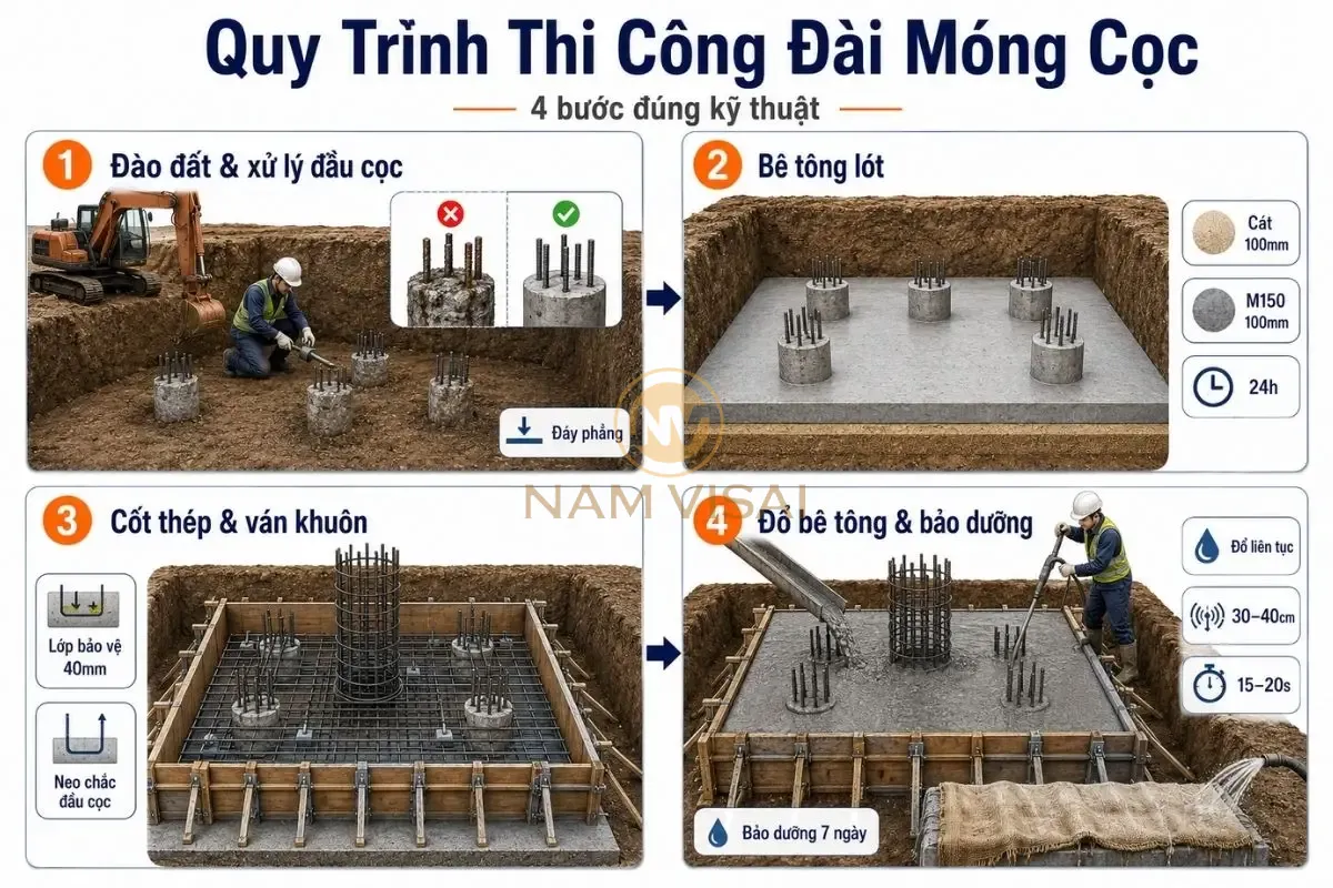 Quy trình thi công đài móng cọc