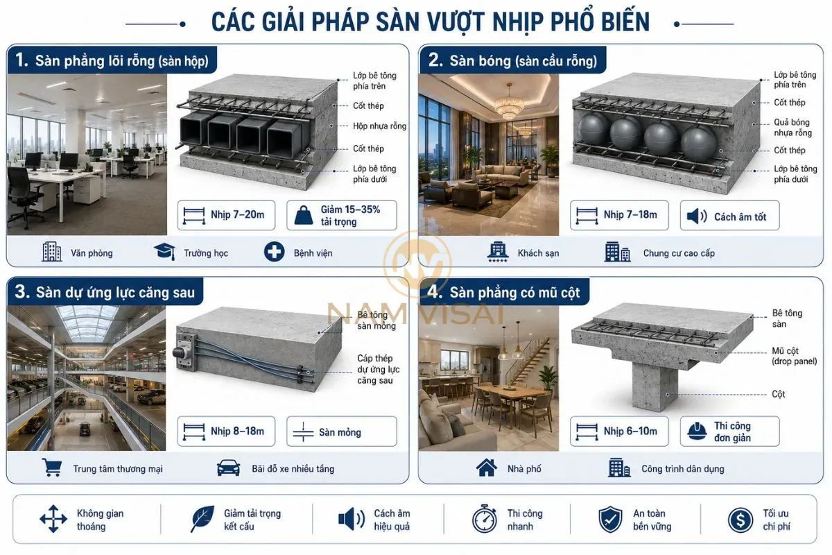 Các Giải Pháp Sàn Vượt Nhịp Phổ Biến