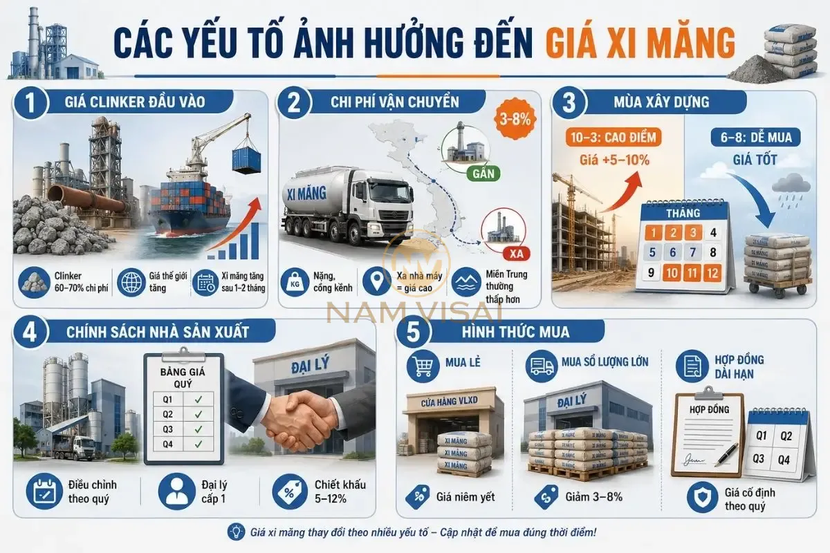Các Yếu Tố Ảnh Hưởng Đến Giá Xi Măng
