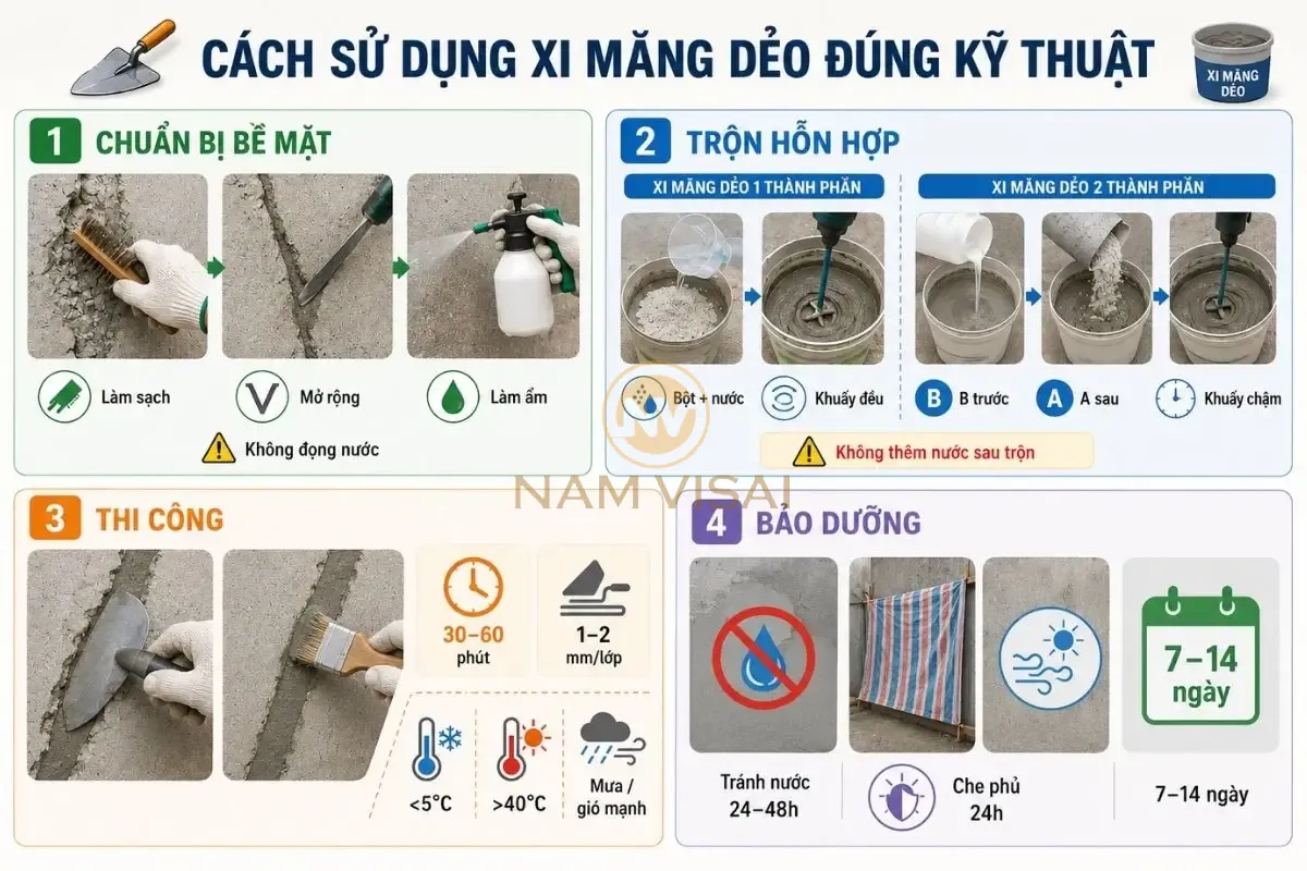 Cách Sử Dụng Xi Măng Dẻo Đúng Kỹ Thuật