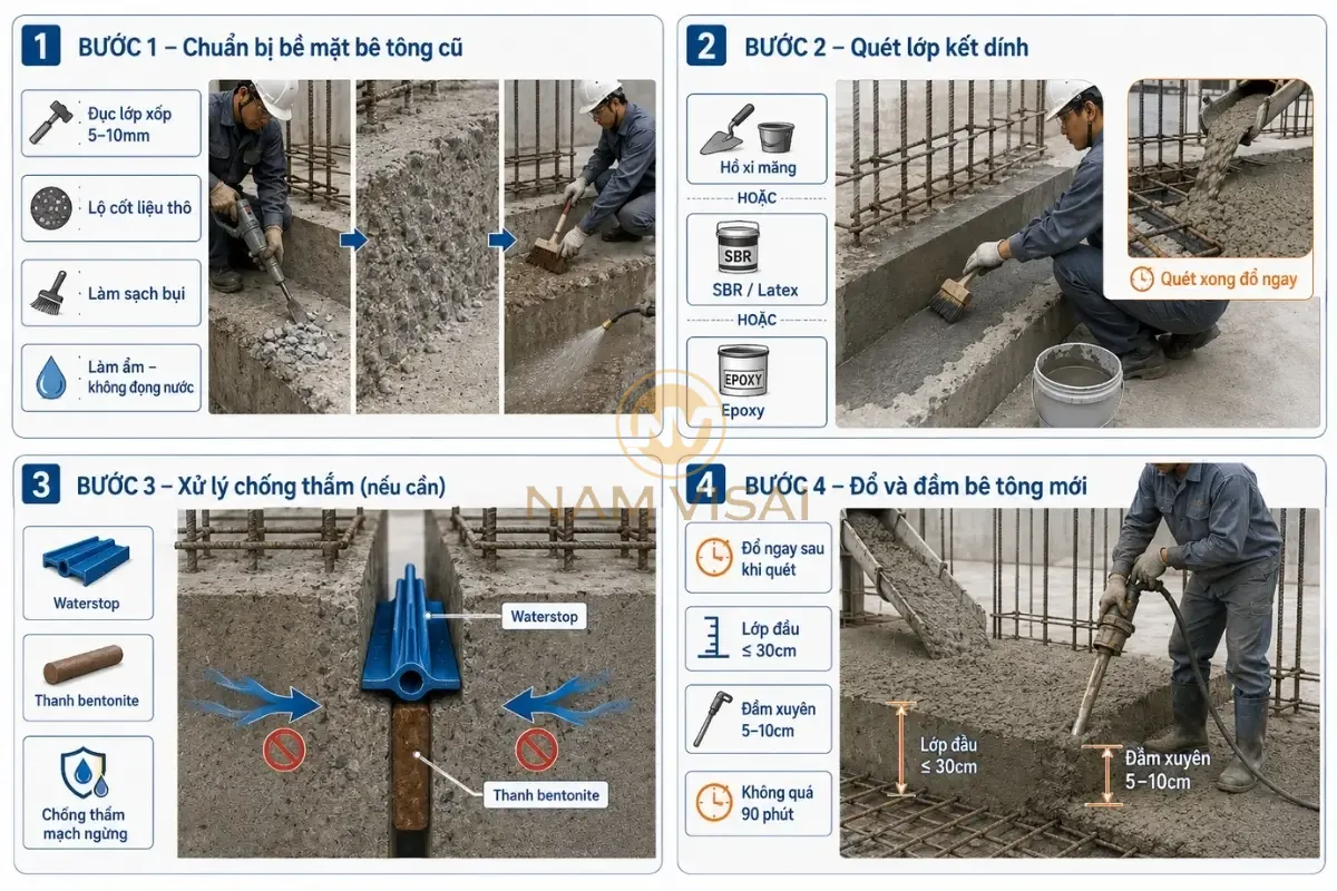 Cách Xử Lý Mạch Ngừng Bê Tông Đúng Kỹ Thuật