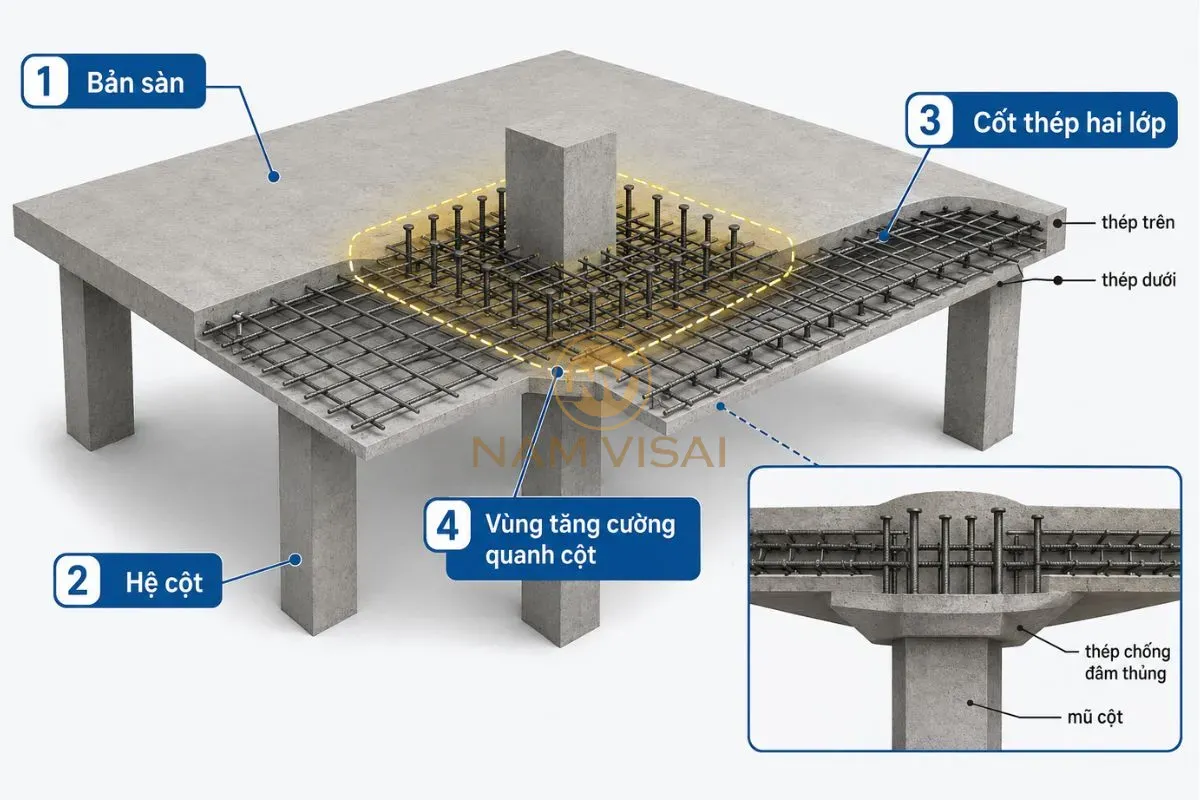 Cấu Tạo Cơ Bản Của Sàn Phẳng