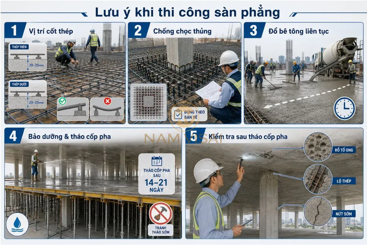 Lưu Ý Khi Thi Công Sàn Phẳng