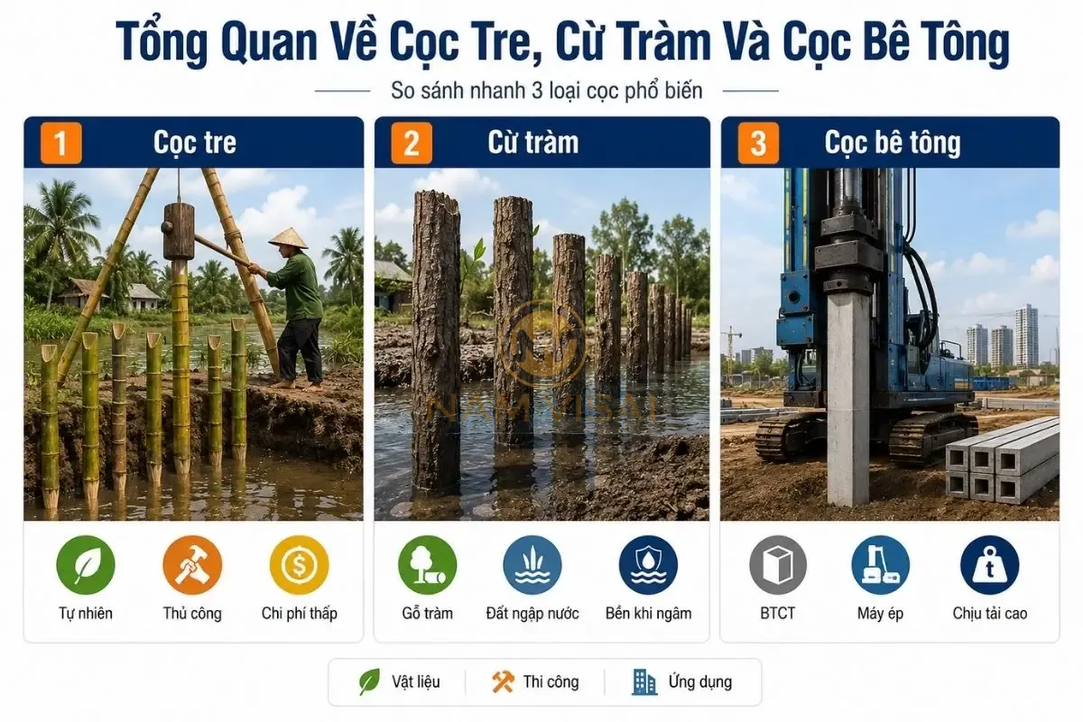 Tổng Quan Về Cọc Tre, Cừ Tràm Và Cọc Bê Tông