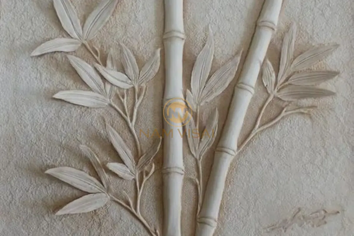Phù điêu xi măng họa tiết tre trúc