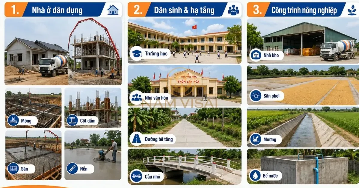 Các Hạng Mục Thi Công Bê Tông Tươi Vân Canh